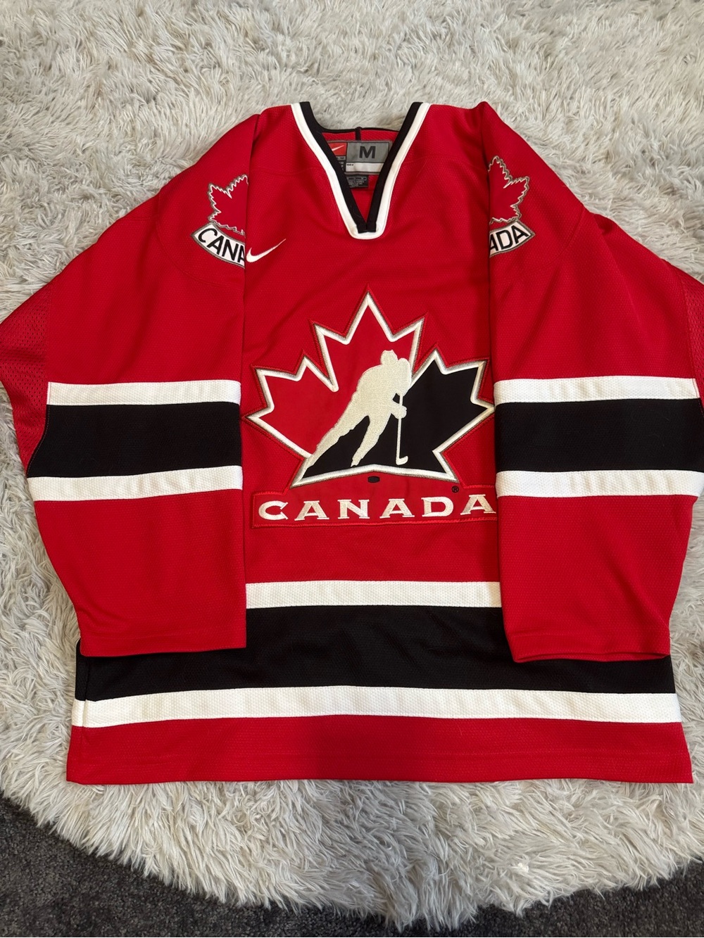 Vintage 2002 Team Canada Olympic Nike Hockey Jersey Red Medium Sewn Patches